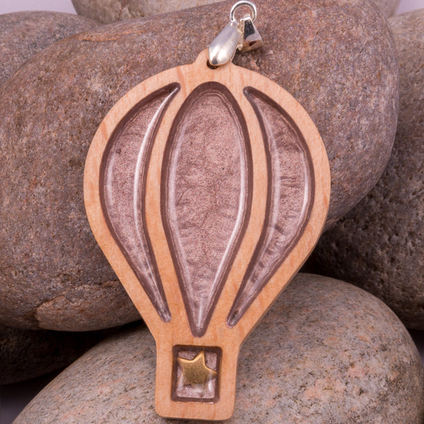 Handcrafted Bespoke Air Balloon Pendant; set in contemporary beech| Jabbawocky Crafts (jabbawockycrafts.co.uk)