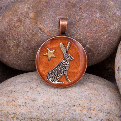 Moon Gazing Hare Pendant (#1180)