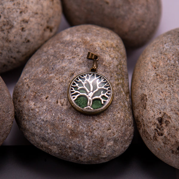 Handcrafted Bespoke Tree of Life (small) Pendant; set in bronze effect metal bezel.| Jabbawocky Crafts (jabbawockycrafts.co.uk)