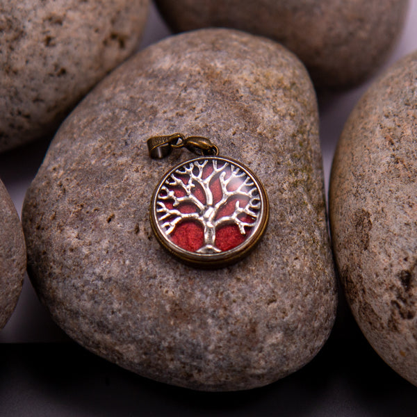 Handcrafted Bespoke Tree of Life (small) Pendant; set in bronze effect metal bezel.| Jabbawocky Crafts (jabbawockycrafts.co.uk)